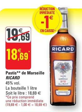 G20 Pastis de marseille RICARD offre