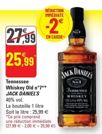 G20 Tennessee whiskey old n7 JACK DANIEL'S offre