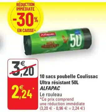 G20 10 sacs poubelle coulissac ultra résistant 50L ALFAPAC offre