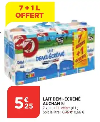 Bi1 Lait Demi-écrémé Auchan offre