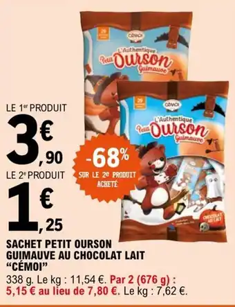 E.Leclerc Sachet Petit Ourson Guimauve Au Chocolat Lait Cemoi offre