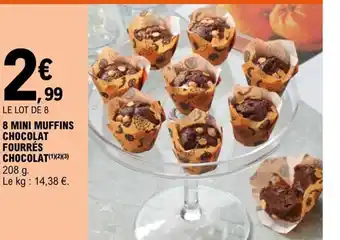 E.Leclerc 8 Mini Muffins Chocolat Fourrés Chocolat offre
