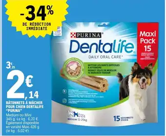 E.Leclerc Bâtonnets à mâcher Pour Chien Dentalife Purina offre