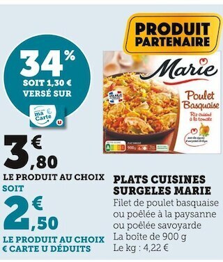 U Express Marie plats cuisines surgeles offre