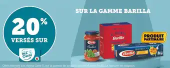 U Express Barilla 20% versés sur ma carte u sur la gamme barilla offre