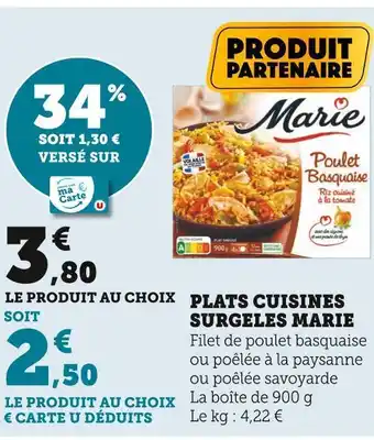 Super U Marie plats cuisines surgeles offre