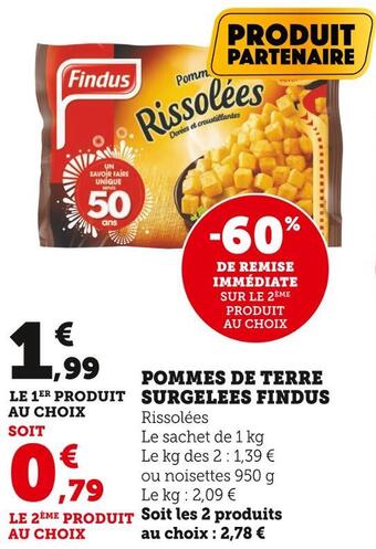 Super U Findus pommes de terre surgelées offre