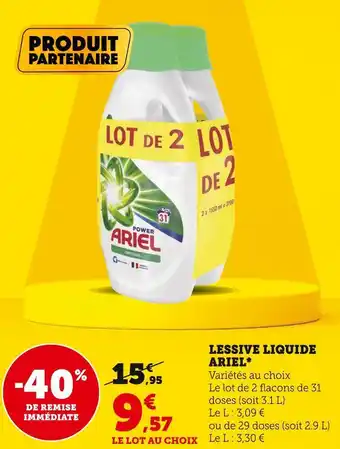 Super U Ariel lessive liquide * offre