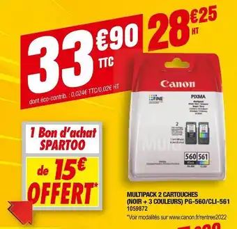 Plein ciel Canon multipack 2 cartouches (noir + 3 couleurs) pg-560/cli-561 offre