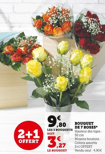 Super U Bouquet de 7 roses offre
