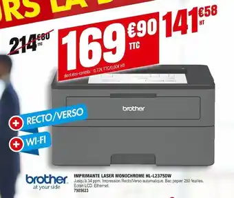 Plein ciel Brother imprimante laser monochrome hl-l2375dw offre