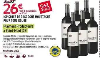 Frais d'ici Moustache pour tous igp côtes de gascogne rouge offre
