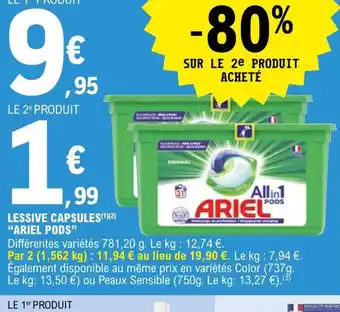 E.Leclerc Lessive Capsules Ariel Pods offre