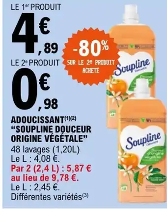 E.Leclerc Adoucissant Soupline Douceur Origine Végétale offre