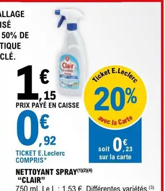 E.Leclerc Nettoyant Spray Clair offre