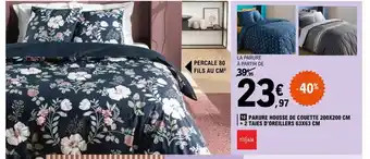 E.Leclerc Parure Housse D Couette 200x200 cm + 2 taies D'Oreillers 63x63 cm offre