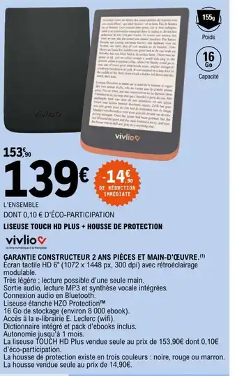 E.Leclerc Garantie Constructeur 2 Ans Pieces Et Main-D'Oeuvre offre