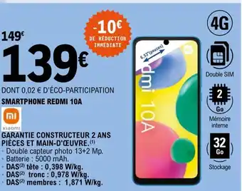 E.Leclerc Smartphone Redmi 10A offre
