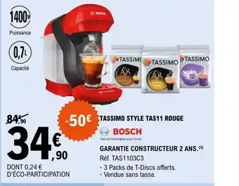 E.Leclerc Tassimo Style Tas11 Rouge offre