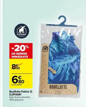 Carrefour Bouillotte polaire 2 l éléphant offre