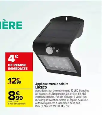 Carrefour Applique murale solaire luceco offre