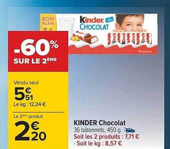 Carrefour Kinder chocolat offre