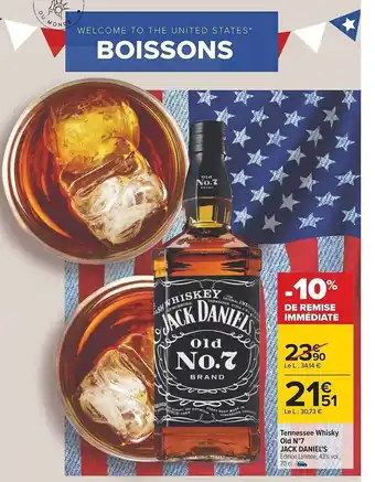 Carrefour Tennessee whisky old n°7 jack daniel's offre