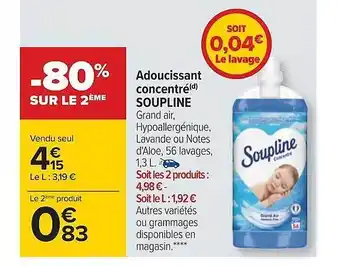 Carrefour Adoucissant concentré soupline offre