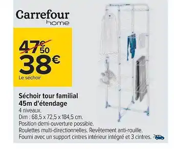 Carrefour Séchoir tour familial 45m d'étendage offre