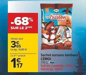 Carrefour Sachet oursons bonbons cémoi offre