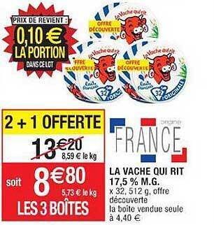 Cora x Carrefour La vache qui rit 17,5% m.g. offre