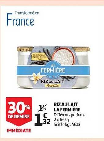 Auchan Riz au lait la fermière offre