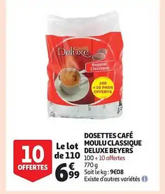 Auchan Dosettes café moulu classique deluxe beyers offre