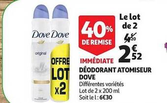Auchan Déodorant atomiseur dove offre