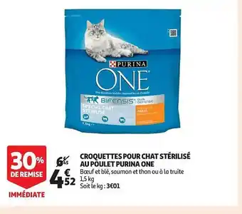 Auchan Croquettes pour chat stérilisé au poulet purina one offre