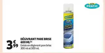 Auchan Dégivrant pare brise 600 ml pratic offre