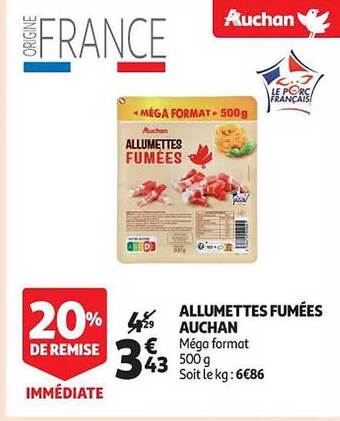 Auchan Allumettes fumées auchan offre