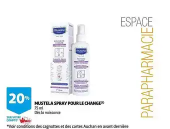 Auchan Mustela spray pour le change offre