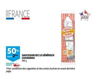Auchan Saucisson sec le généreux cochonou offre