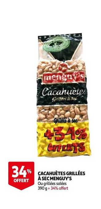 Auchan Cacahuètes grillées à sec menguy's offre