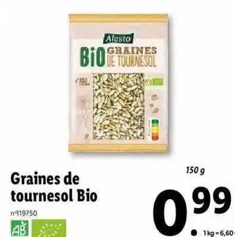 Lidl Graines de tournesol bio alesto offre