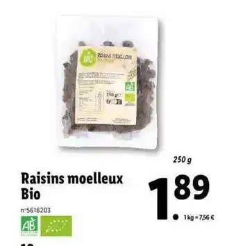 Lidl Raisins moelleux bio offre
