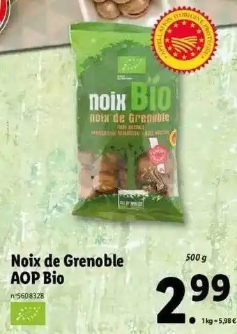Lidl Noix de grenoble aop bio offre