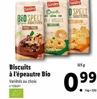 Lidl Biscuits à l'épeautre bio sondey offre