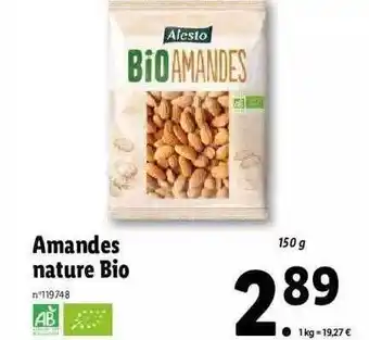 Lidl Amandes nature bio alesto offre