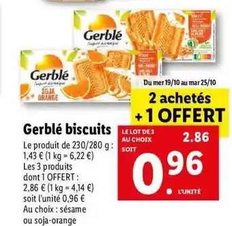 Lidl Gerblé biscuits offre