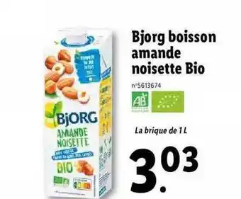 Lidl Bjorg boisson amande noisette bio offre