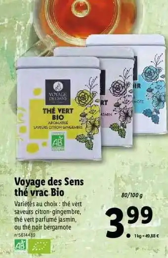 Lidl Voyage des sens thé vrac bio offre