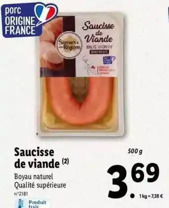 Lidl Saucisse de viande saveurs de nos régions offre