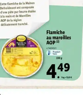 Lidl Flamiche au maroilles aop offre